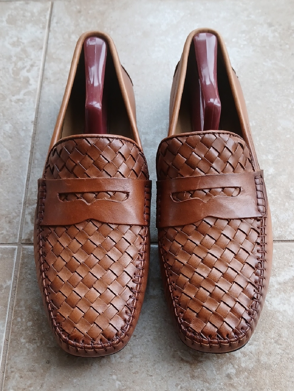 Mercanti Fiorentini Men's Woven Leather Penny Loafers - Brown